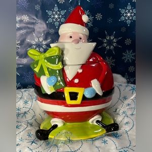 Vintage Fun Santa Christmas Cookie Jar 12"x8"
